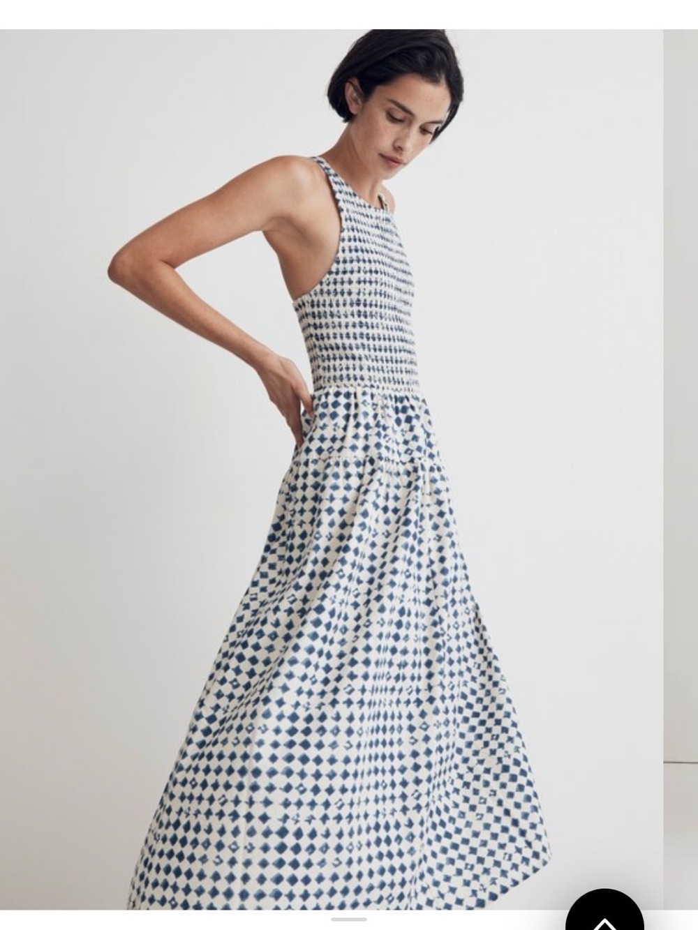 Madewell White and Navy Blue Patterned Maxi Dress